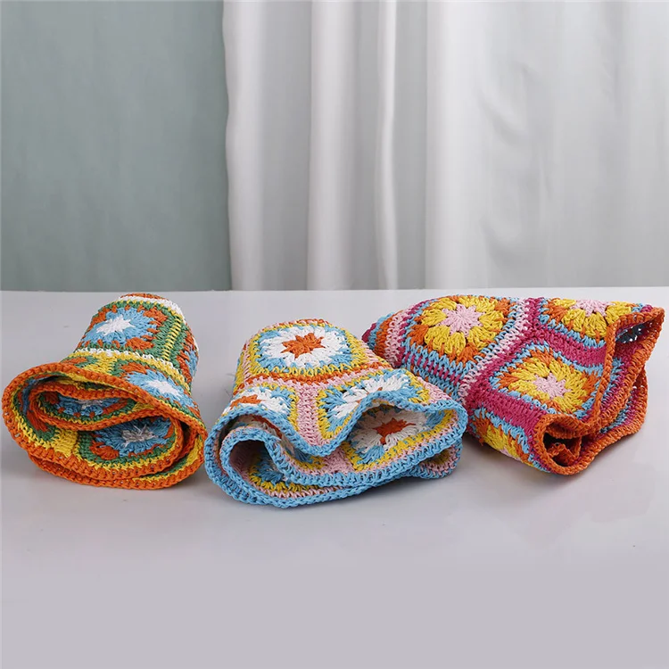 Z1100-bohemian crochet paper straw hats fisherman hat knitted bucket hat