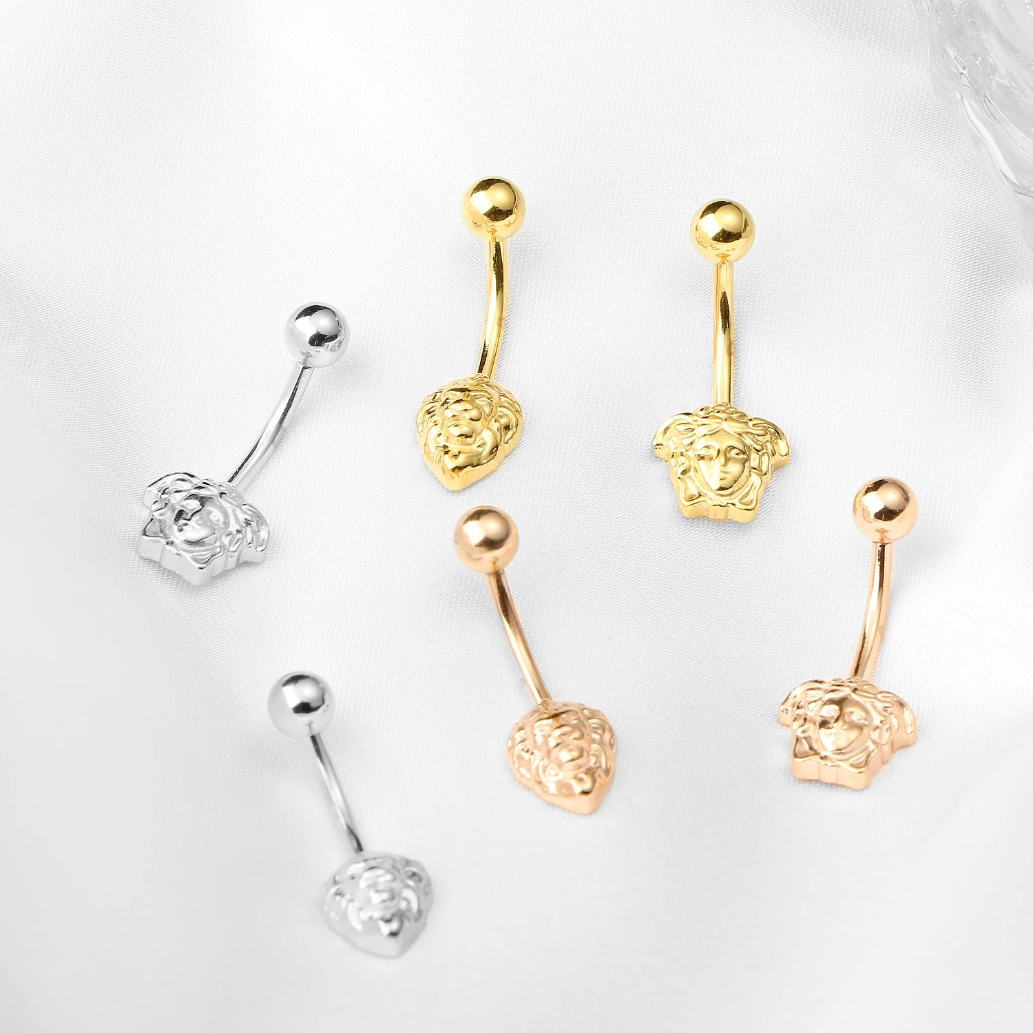 Animal Lion Design  316 Stainless Steel Belly Button Ring gold and rose golf plated  Belly Button navel rings Piercing Jewelry