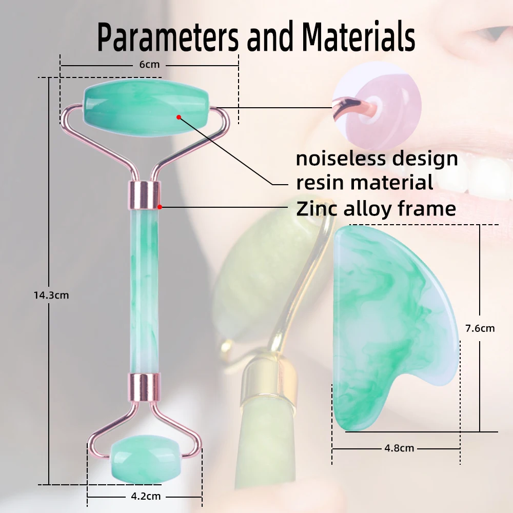 High quality rose quartz jade roller gua sha set for Face Beauty Boards Gua Sha Jade Roller
