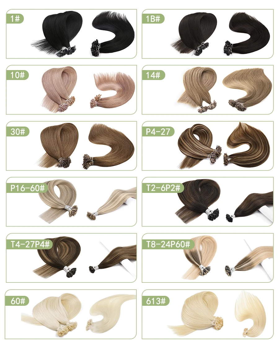 Neitsi Nail U tip 100% Human Hair Extensions Straight natural Machine made Remy Keratin Pre Bonded Human Hair Capsules 12-28inch