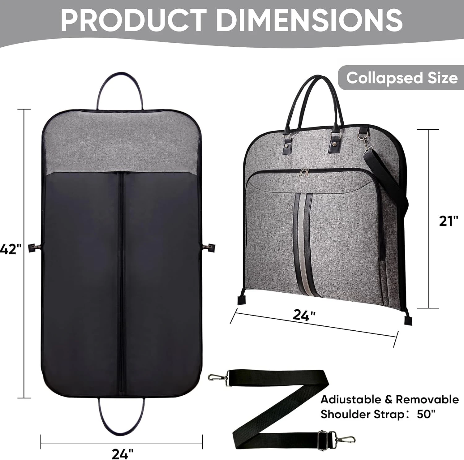 Foldable  Suit Bag Carry on Garment Bag for Hanging Clothes and Travel