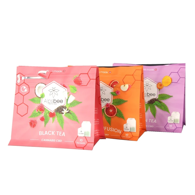 
Custom plastic mylar aluminum foil stand up black tea green tea packaging bag with zippers flexible packaging 