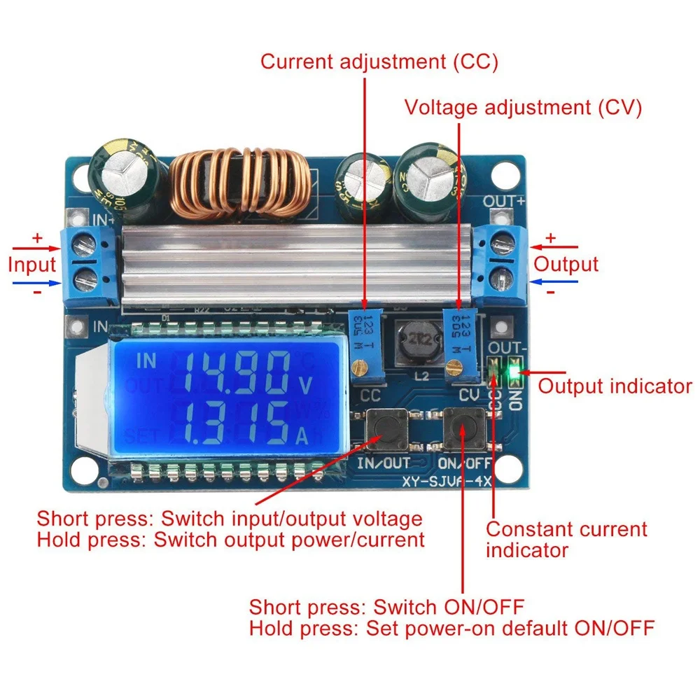 LCD Display DC 5.5-30V 12V to DC 0.5-30V 5V 24V Adjustable Constant Current Voltage Step UP Down Voltage Regulator with Shell
