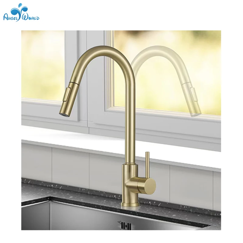Wholesale Gold Bathroom Faucet with Black Silver Sensing Hot and Cold Kitchen Show Faucet Ceramic Valve Core Pull out Spray