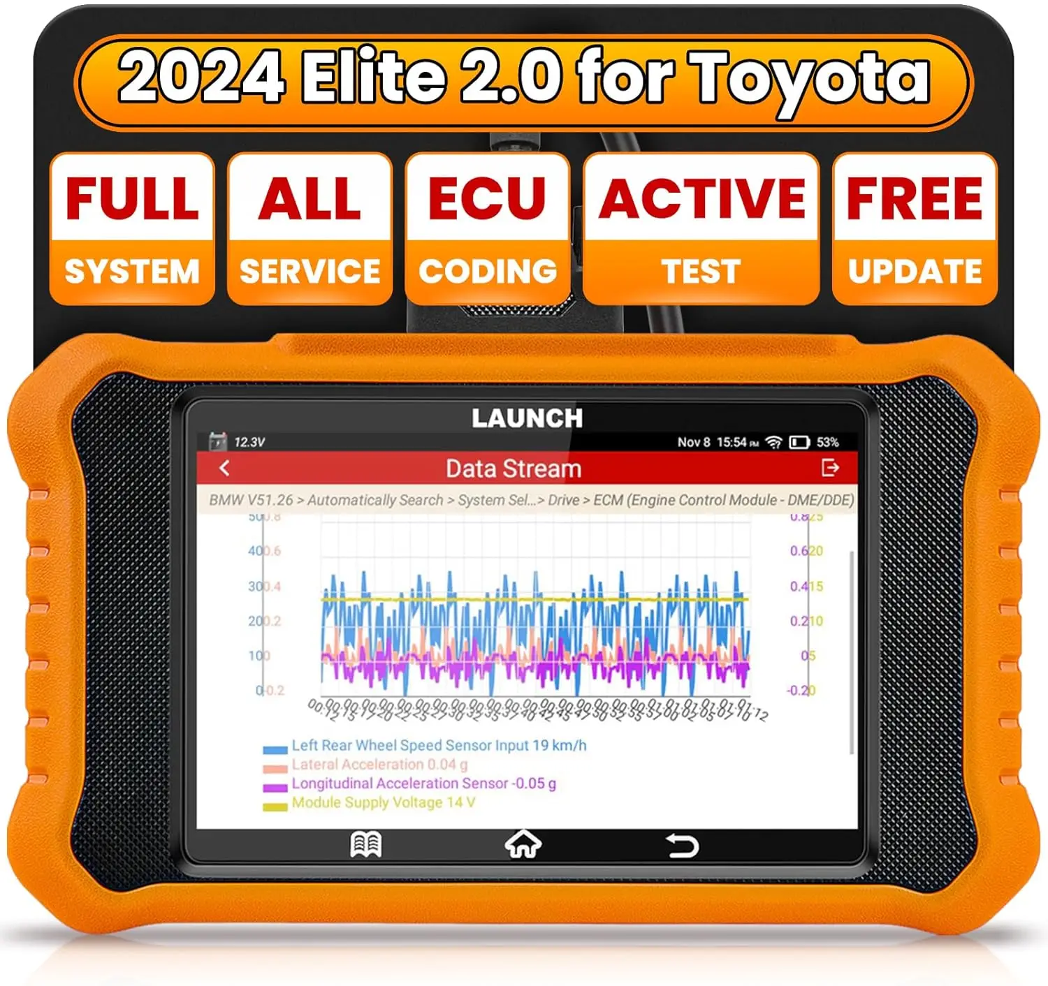 2024 Launch CRE 2.0 Elite For Toyota OBD2 Scanner Diagnostic Tool All Reset Service Code Reader with AUTOVIN/ECU Coding
