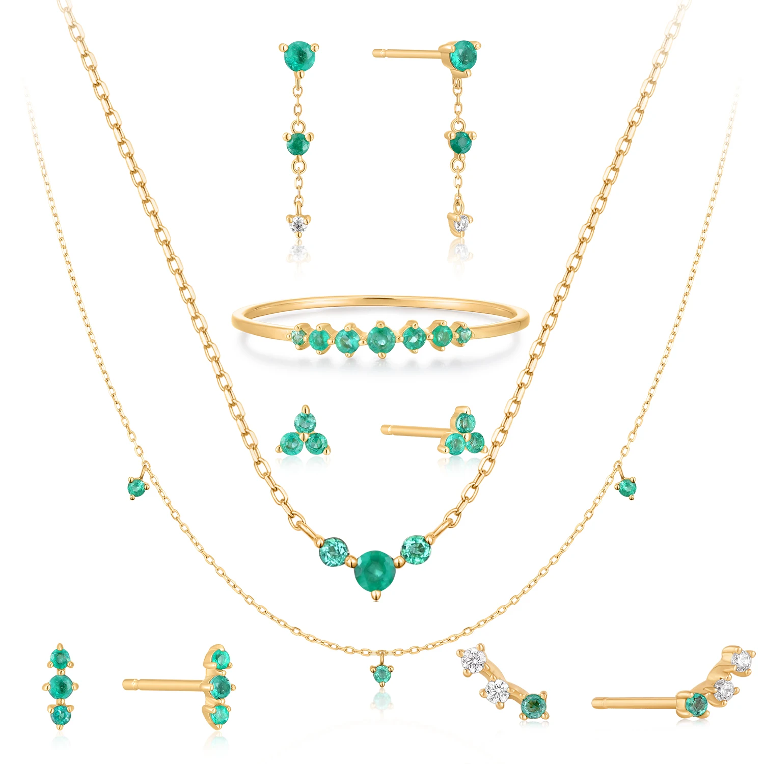 2022 Summer Gemstone Jewellery Earring Necklace 14K Gold Ring Solid Gold Fine Jewelry Jewelry Sets