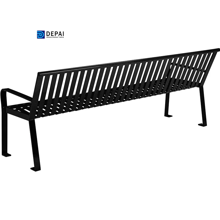 American Style 6ft Outdoor Vertical Steel Slat Park Benches with Black Color