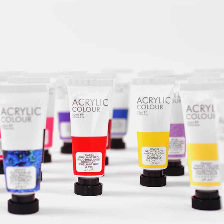 2024 good quality wholesale 22ml aluminum plastic tube acrylic painting set 12 colors acrylic paint