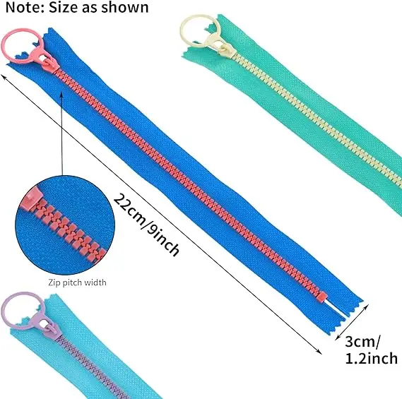 NO.5 Resin Zippers Coil Zipperswith Metal Ring Colorful Zippers Supplies for Tailor Sewing Crafts Handbags Clothing