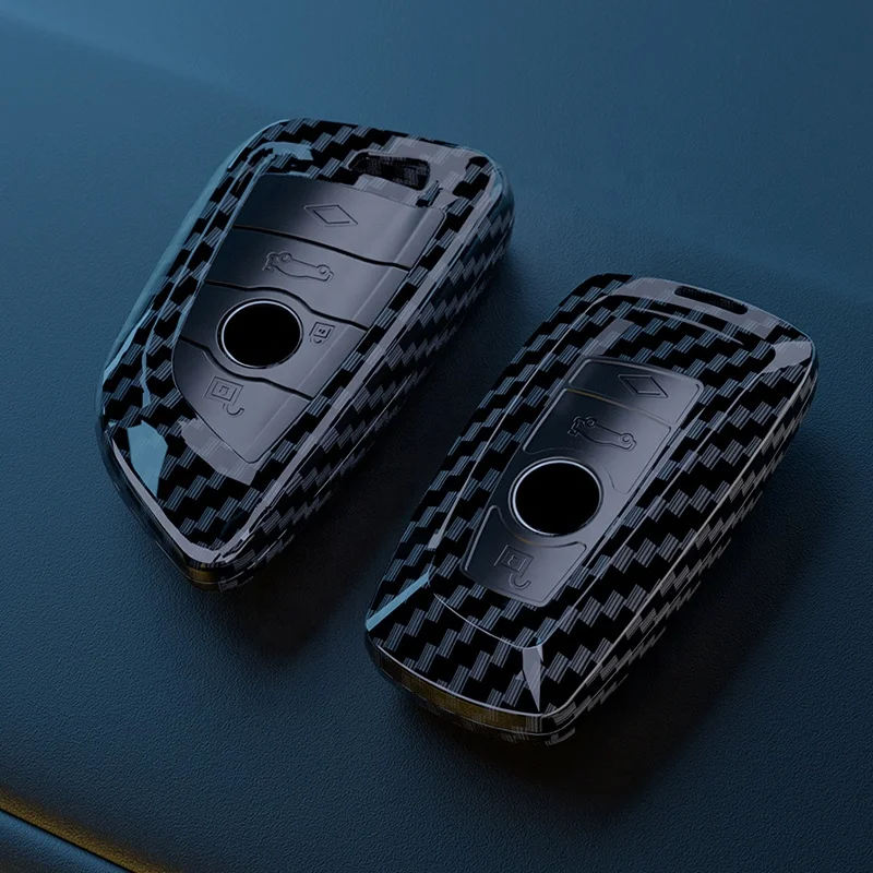 ABS Carbon Fiber Style Car Key Case Cover Shell Fob For BMW X3 X5 X6 F30 F34 F10 F20 G20 G30 G01 G02 G05 F15 F16 1 3 5 7 Series