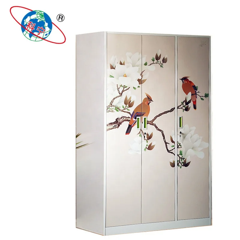 Steel Almirah Designs Bedroom Steel Flower Printing Wardrobe