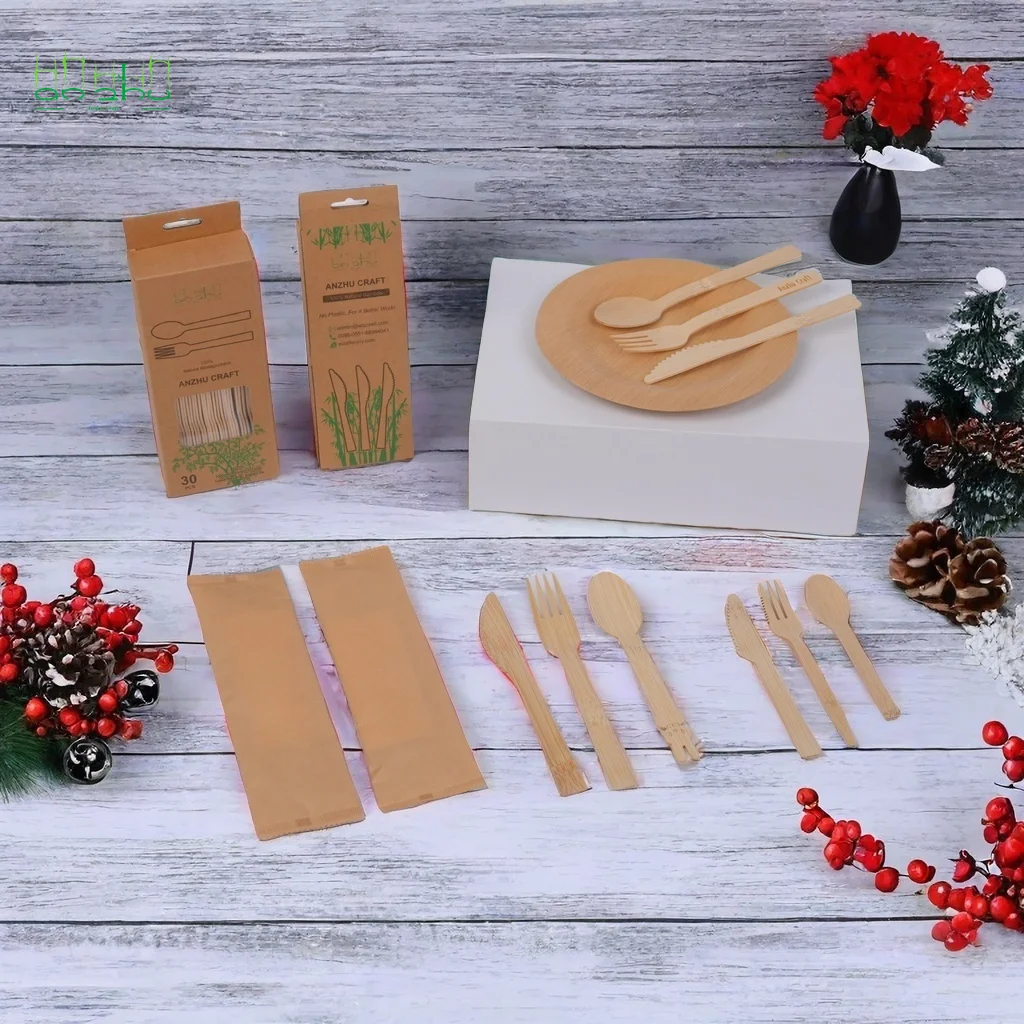 2023 Factory Wholesale Prices Disposable Tableware Bamboo Cutlery Spoon Fork Knife Manufacturer