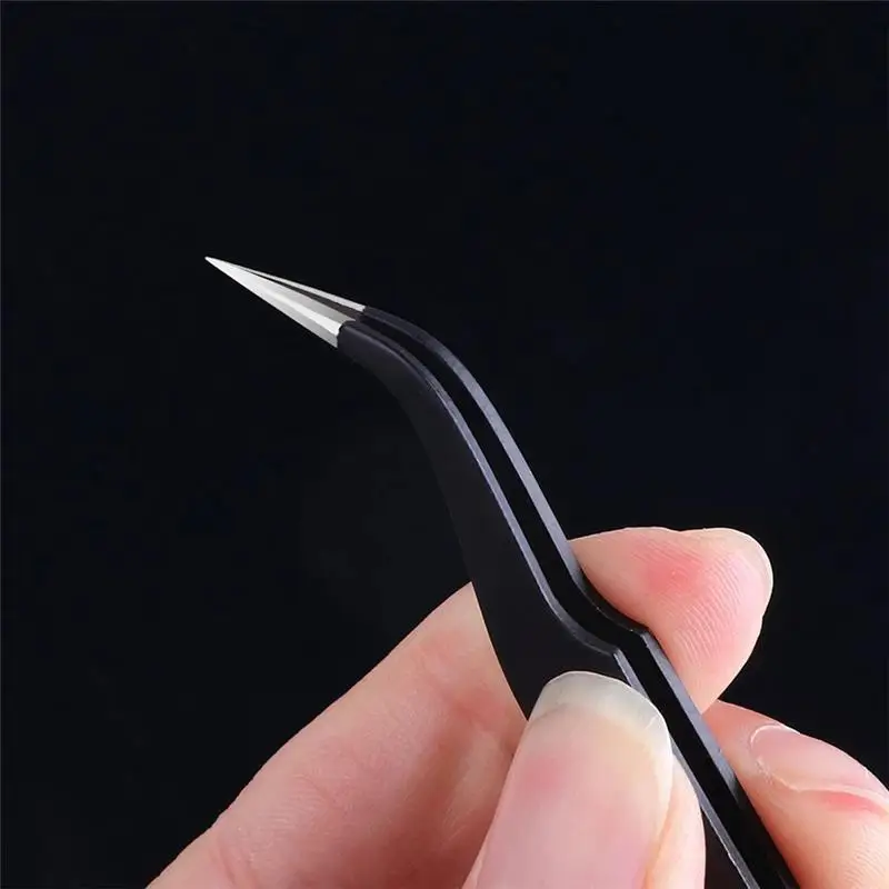 Черные изогнутые прямые пинцеты для бровей из нержавеющей стали, инструмент для сбора искусственных ресниц со стразами, инструменты для макияжа