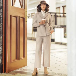 New Style Design Straight Striped Business Suits Women Blazer Suit