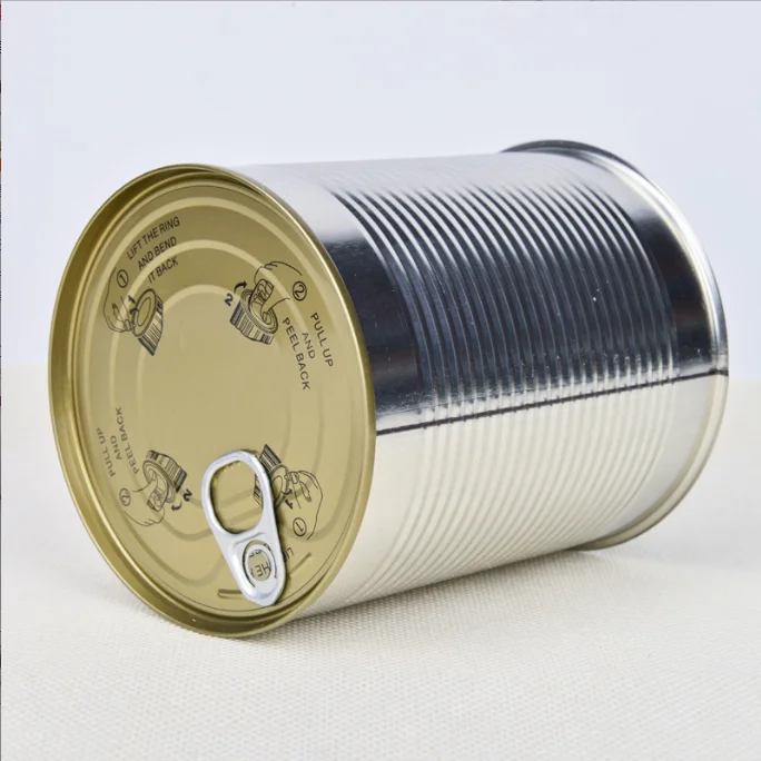 Empty customized silver round tin cans for 450ml  Food grade canned fruits/ vegetables/ meat with Easy-pull cover metal lid
