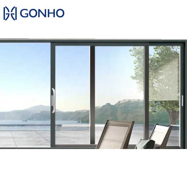 Gonho cheap wholesale argon gas fills waterproof cavity timber pocket door sliding track giant sliding door