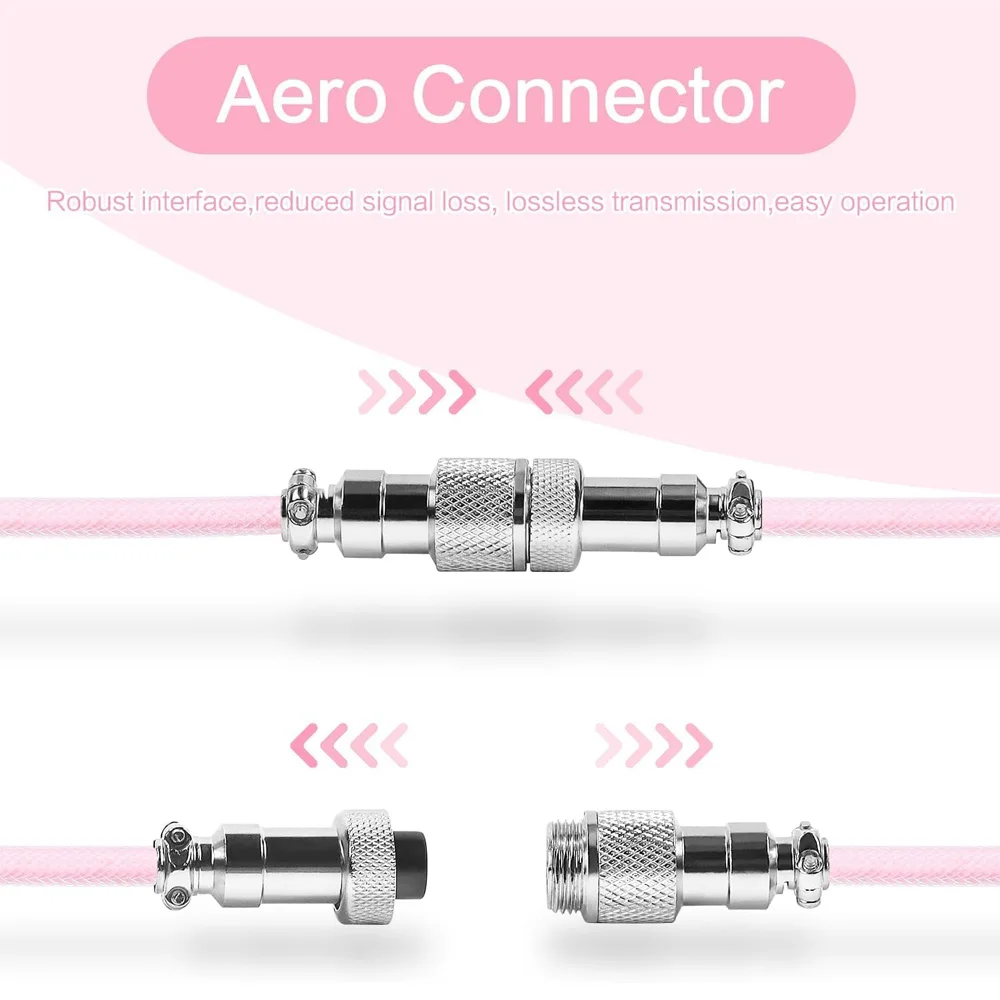 Custom Coiled Pilot Cable Type C to USB-A with Detachable Aviation Connector for Mechanical Gaming Keyboard