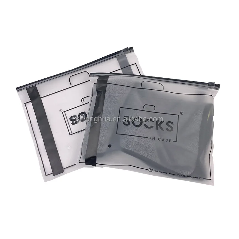 Translucent PVC Clear Plastic Bags Custom Logo Frosted Poly Zipper Bags For Clothes Shoes Packaging