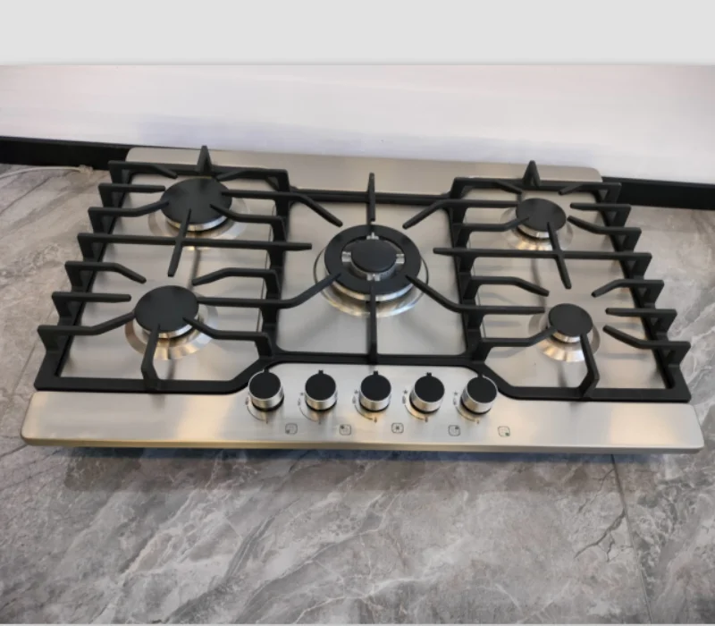 OEM ODM Supplier Universal European Style Five eye Gas Stove Built In Stainless 5 Burner Gas Cooktop with Cast Iron Pan Support