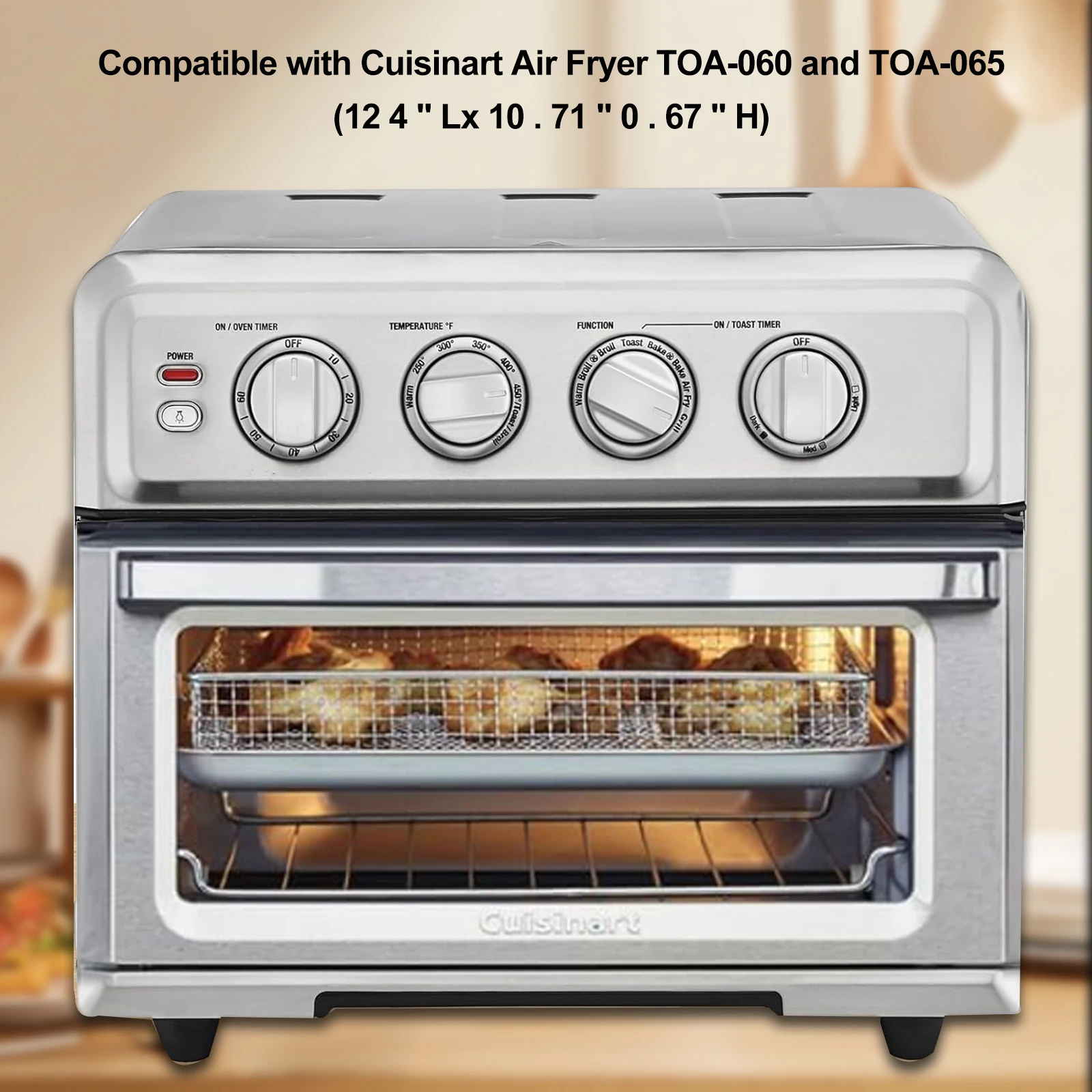Stainless Steel Air Fryer Basket with Cuisinart Airfryer TOA-060 TOA-065 Baking Tray Pan for Air Fryer Replacement