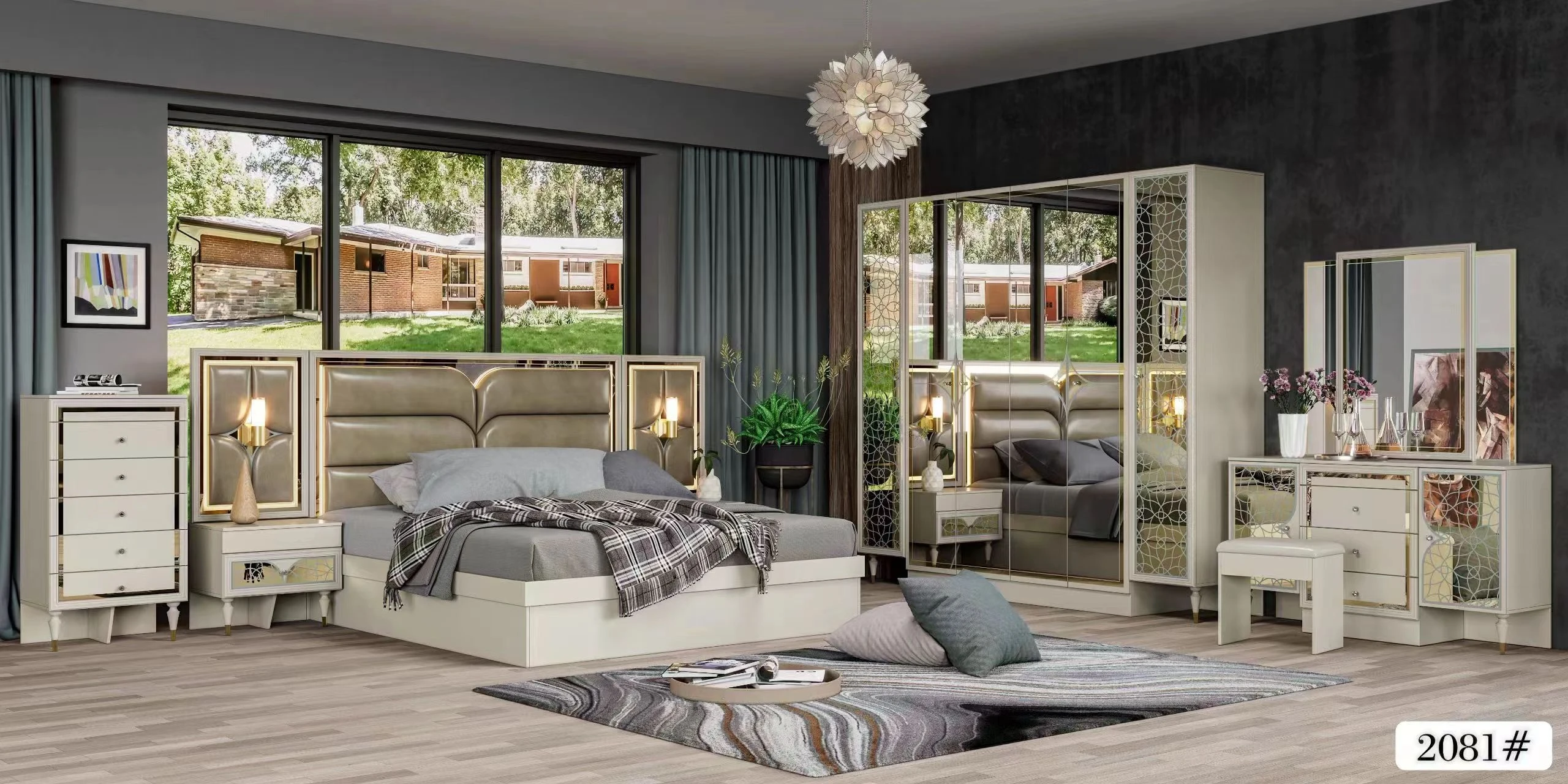 High Quality Double Beds Cheap Bedroom Set with Full Size Bed