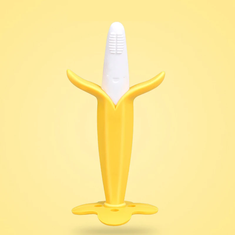 BPA Free Chew Toys Silicone Teether Banana shape Corn Shape Baby Toothbrush Soother Teether