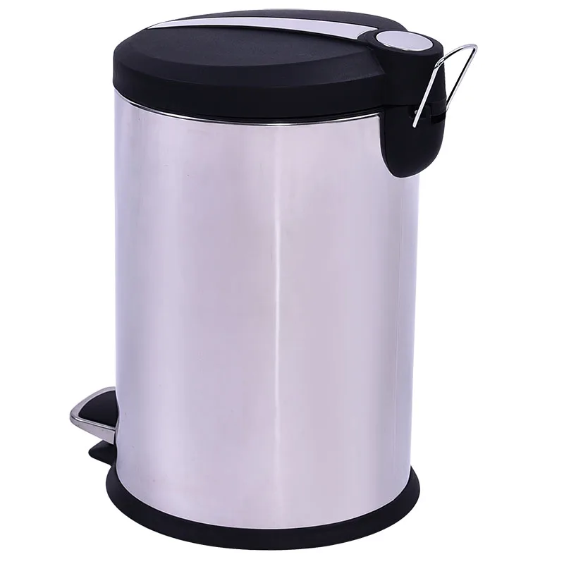 LINK BEST 3L foot pedal stainless steel pedal dustbin with plastic lid