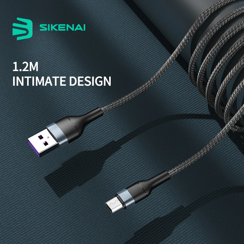 Нейлоновый Плетеный Микро-кабель SIKENAI 1 2 м USB кабель для быстрой зарядки и передачи