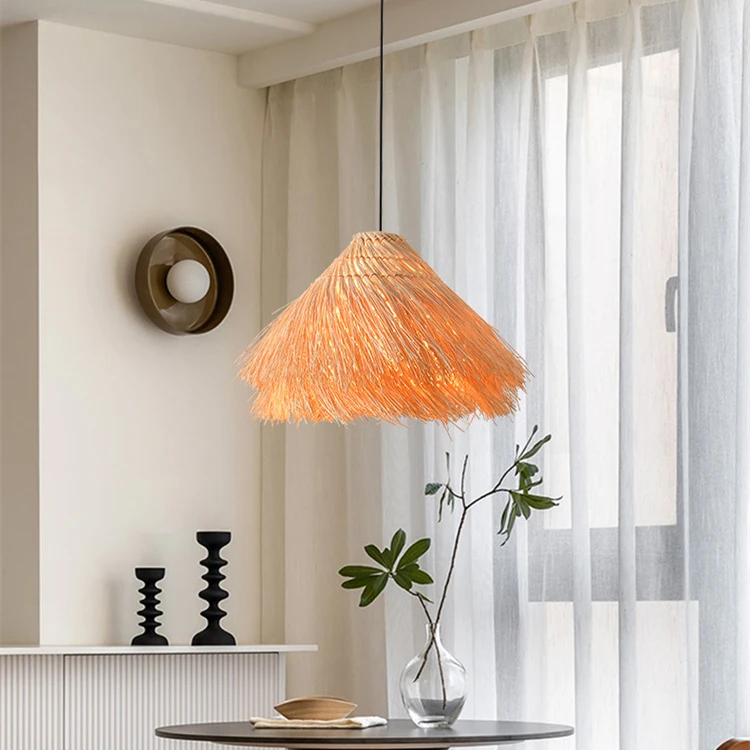 Luxury Restaurant Home Decor Handmade Woven Bamboo Wicker Pendant Light Fixture Natural Rattan Hanging Lamps Chandelier