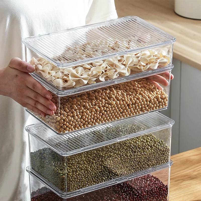 Pantry organization and storage food containers with lids plastic spaghetti BPA Free kitchen fruit flour vegetable containers
