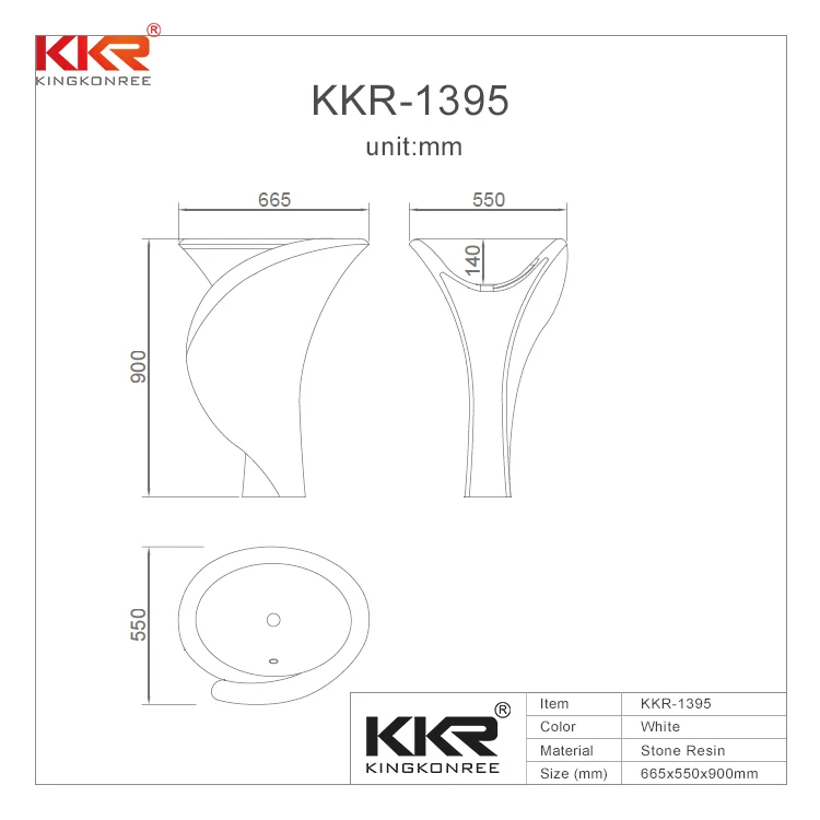 
Bathroom Washbasin Flower Shaped Freestanding Basin Solid Surface Stone Standing Sink 