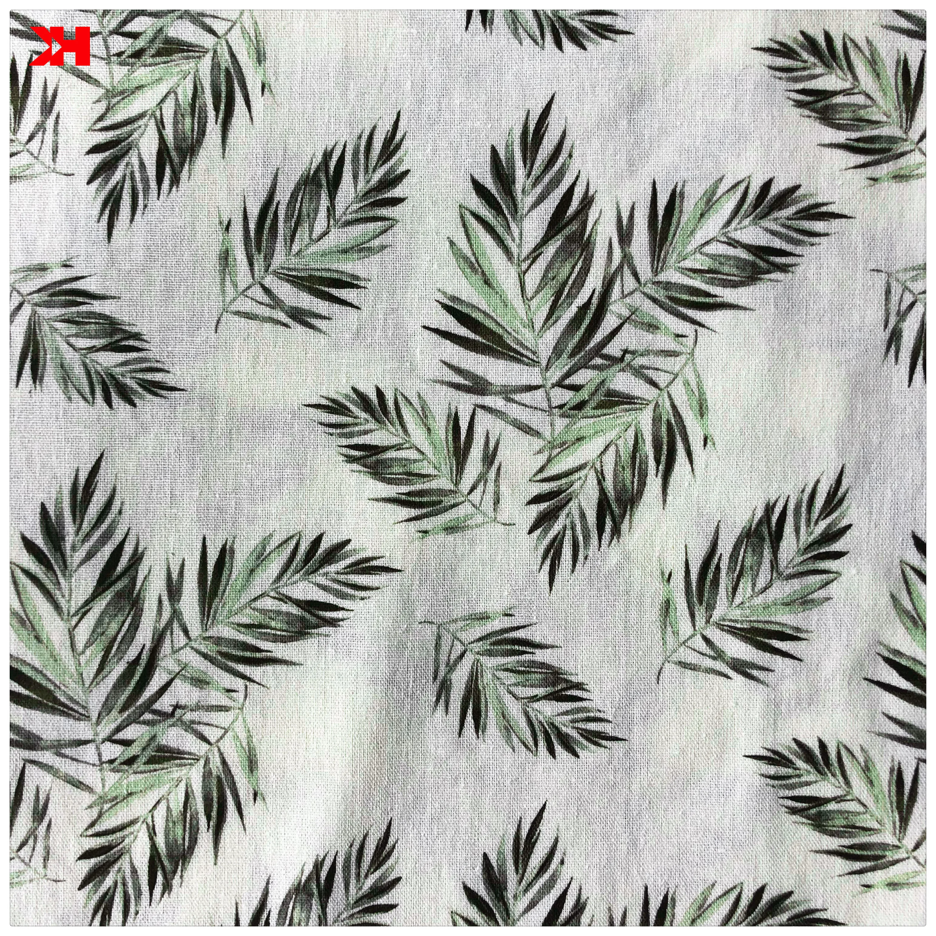 linen supplier custom  printed pure  linen fabric for clothing bed linens