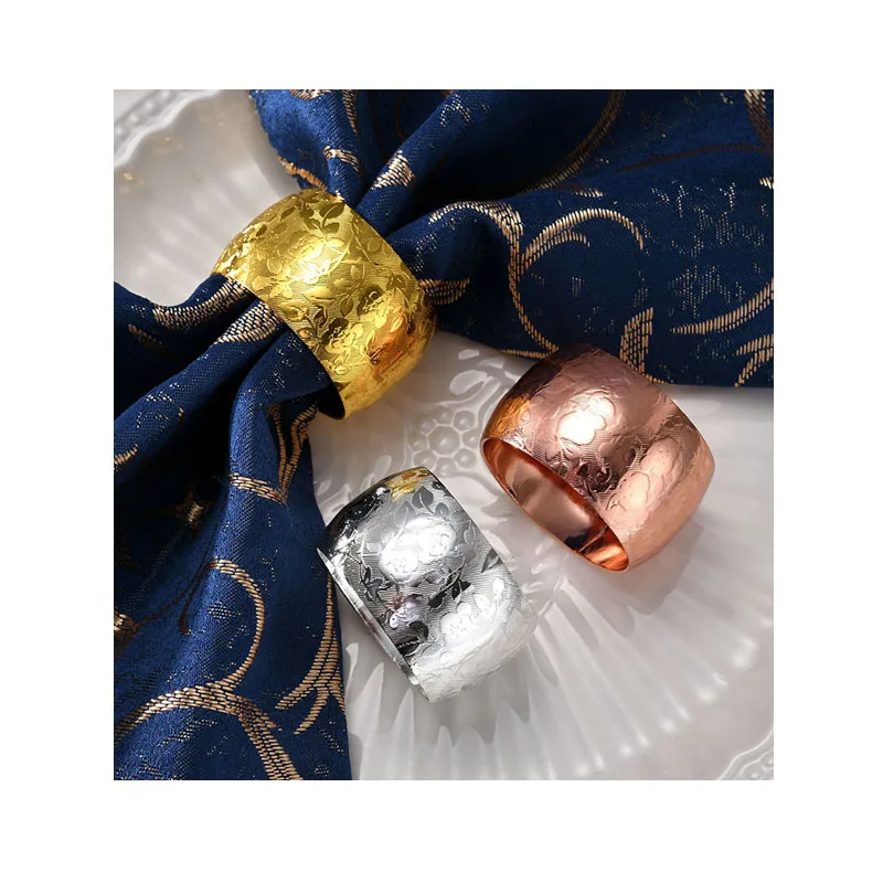 Отель в западном стиле золотой барабан с металлическим узором обшивка ткань кольцо для салфеток пряжка оптовая продажа