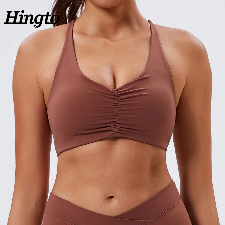 Fashionable Running Workout Tops Women Fitness Sports Bra For Gym Active Wear Sports Bra For Girls Cross Back Long Line Sports B