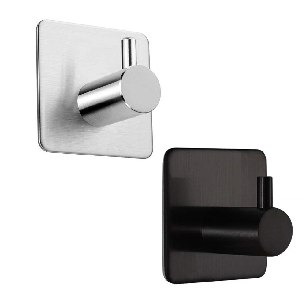 
Removable 304 Stainless Steel Self Adhesive Wall Sticky Robe Hooks SUS304 Heavy Duty Coat Towel Bathroom Waterproof Kitchen Hook 
