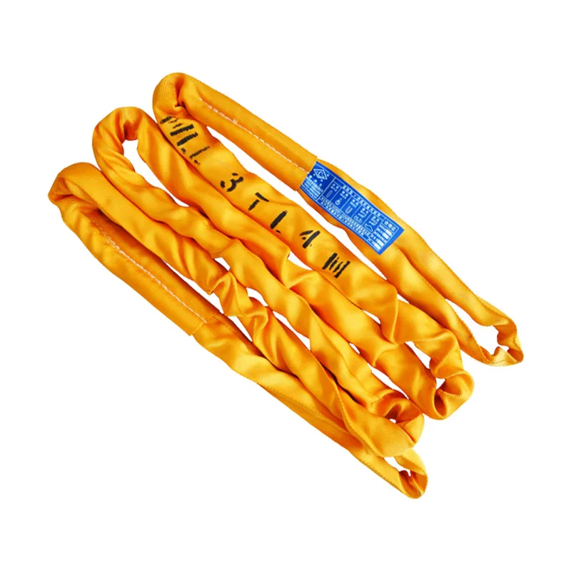 1T 2T 3t 4t 5T 6T polyester yarn straps carrying round sling 1-100m polyester round sling
