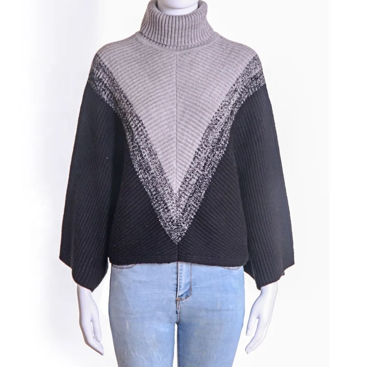 Factory price two-color gradient casual high neck cloak