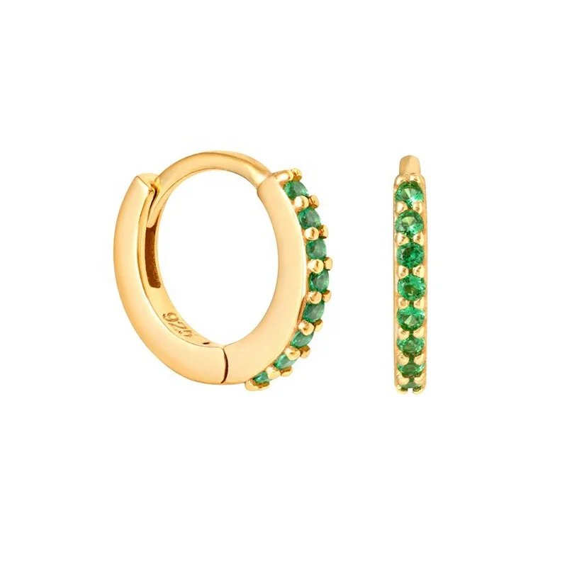 Milskye dainty women pave cz 925 sterling silver 18k gold plated huggie hoop earrings