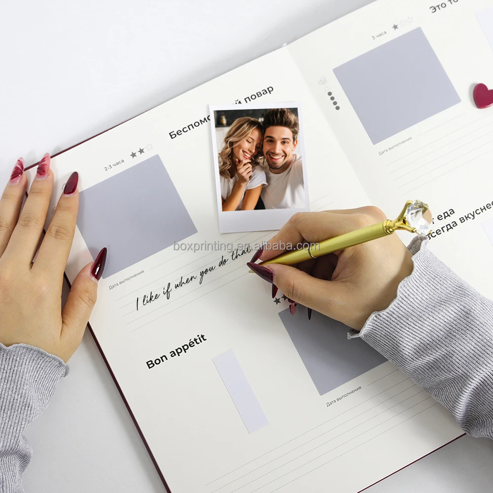 Custom Printing  My Adventure Couple Challenge Scrapbook Valentines Scratch Off Book Activity For Couples