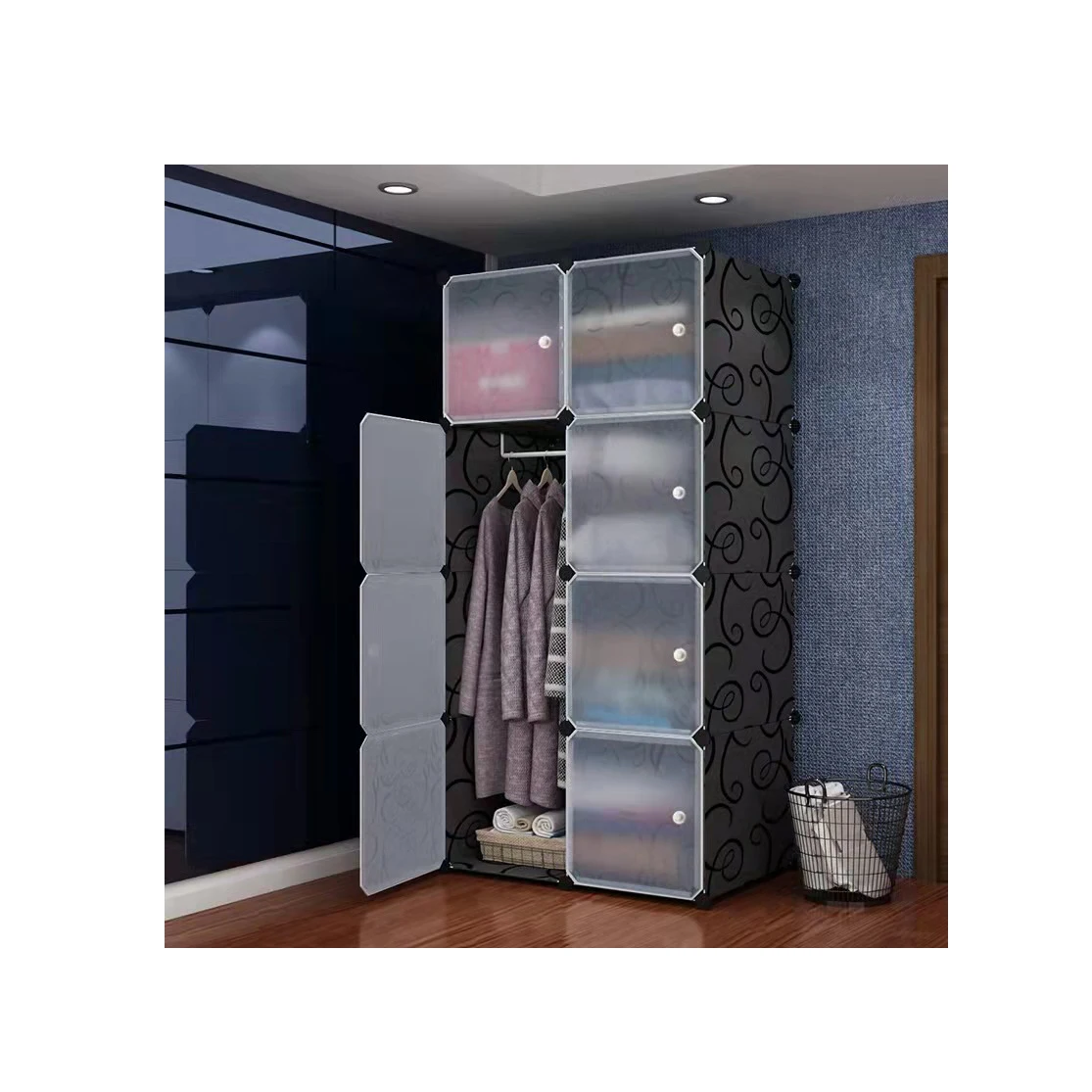 High quality storage folding wardrobe cloth bedroom wardrobe DIY fabric foldable wardrobe
