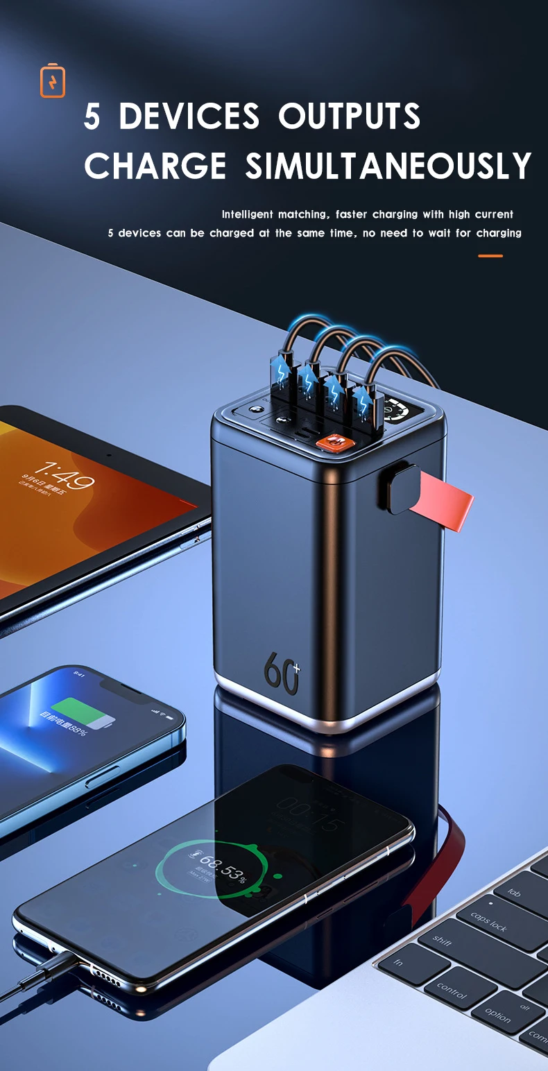 Hot selling wholesale power bank mobile charger led digital display high capacity power supply for phone