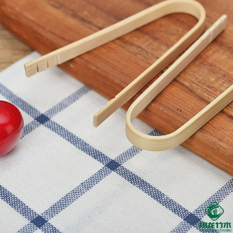 U shape mini disposable  white color bamboo tongs