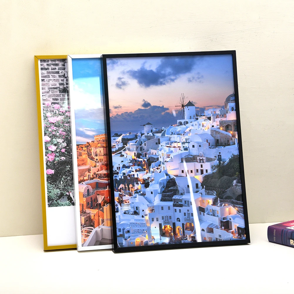 Easy To Replace Picture Frame Wall Hanging Customized Size Aluminum Alloy Narrow Edge Poster Frame