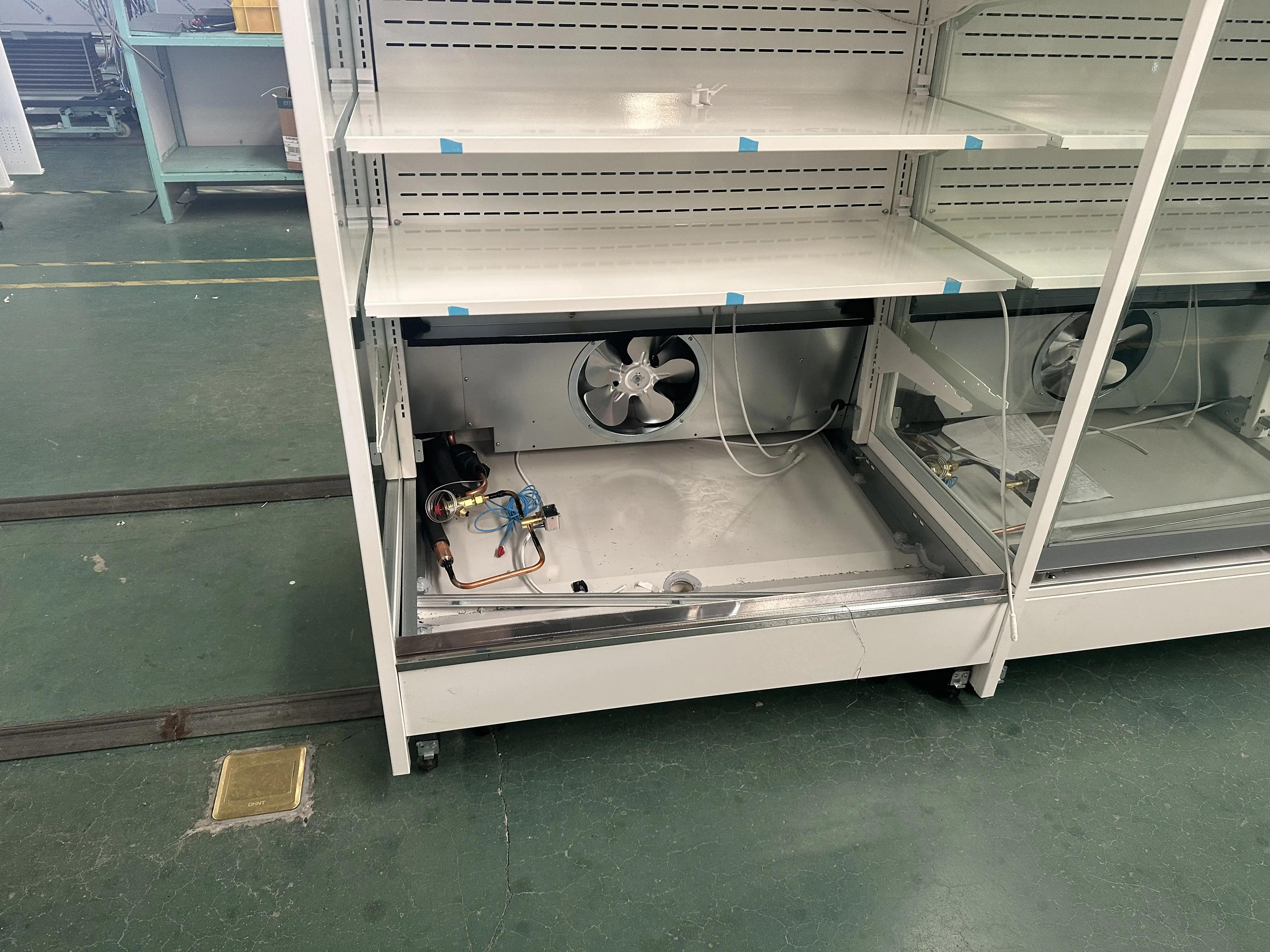 Kenkuhl remote air curtain vertail multideck display open chiller supermarket with glass door