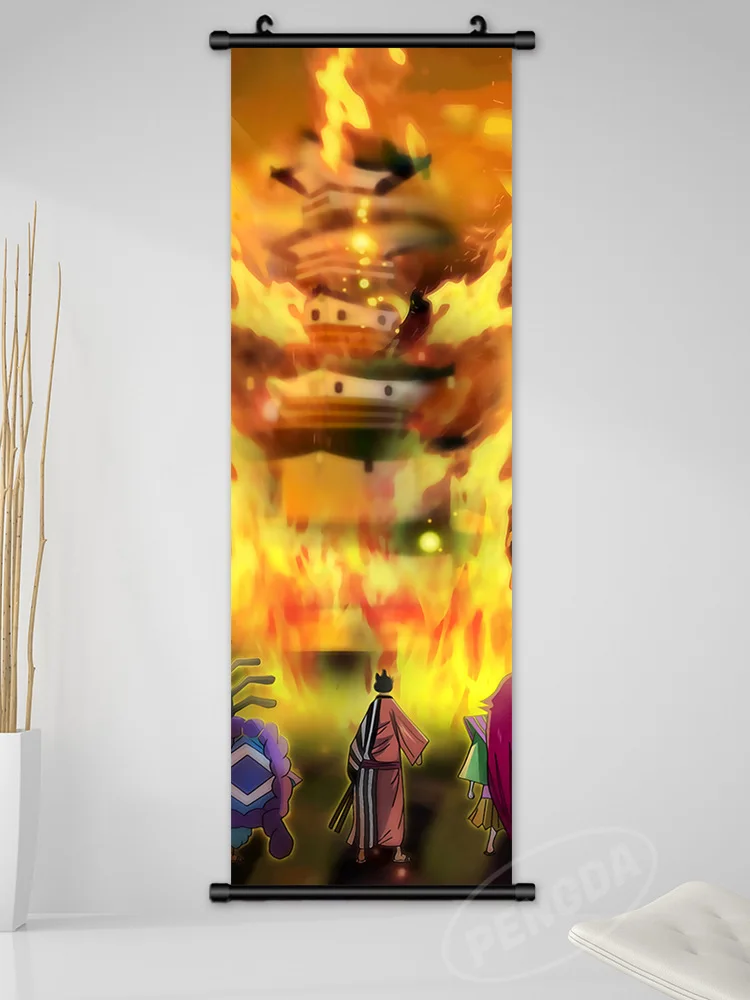 25x75CM HD printing straw hat pirates canvas Luffy One pieces scroll poster