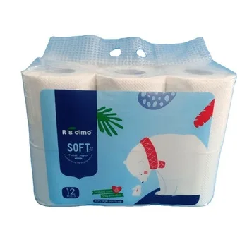 Dimo custom logo 2-layer fluffy roll flushable toilet paper tissue