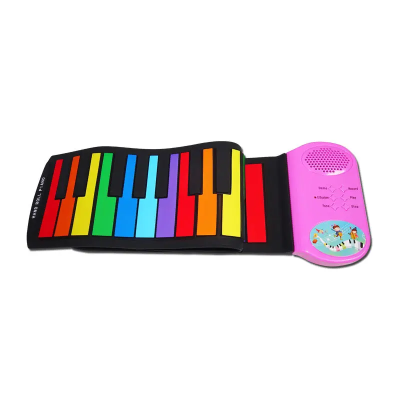 49 keys kids piano electronic keyboard high quality hand roll silicon rainbow children organ piano electronic organ keyboard