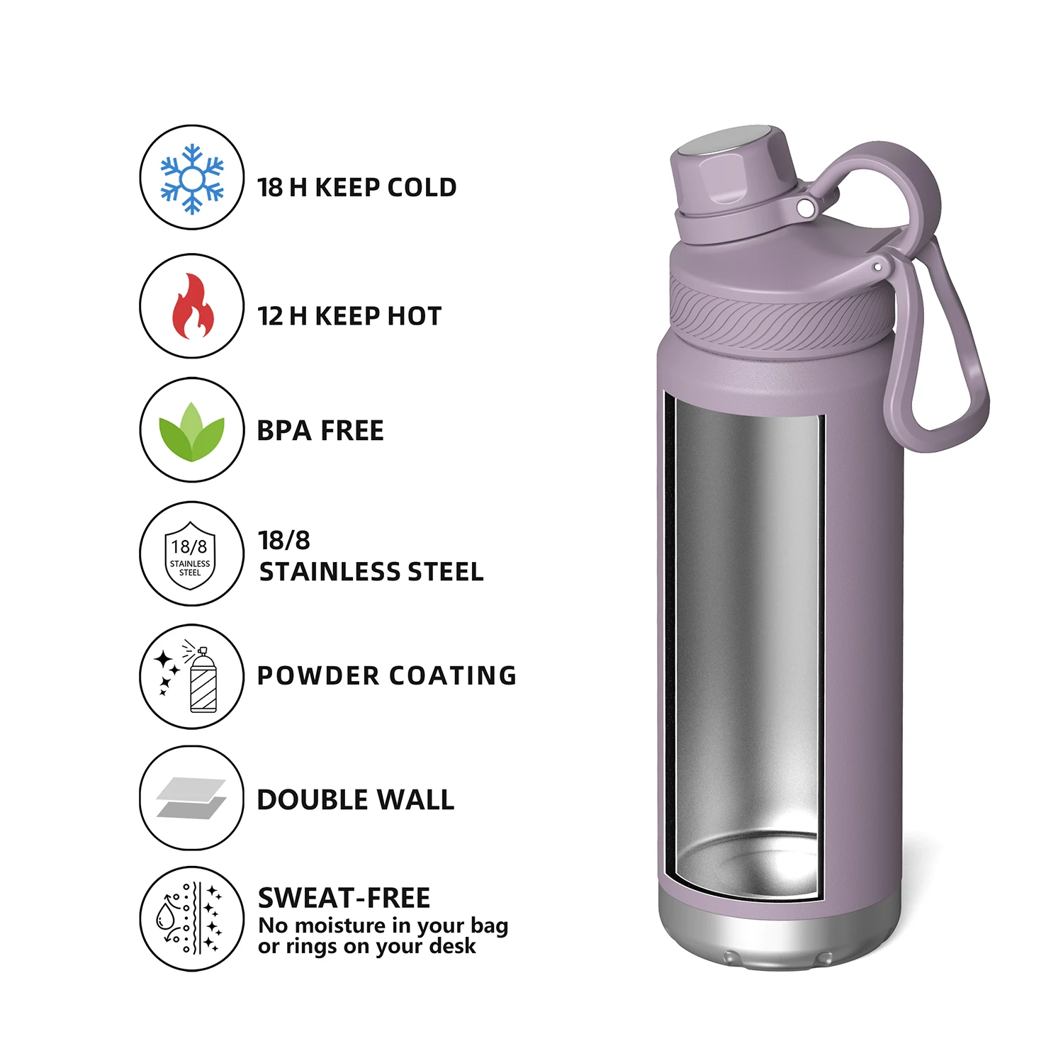 Multi-lid 24oz Stainless Steel Bottle Water Thermos Water Flask Vacuum Insulated Water Cup Waterbottle 24oz With Custom Logo