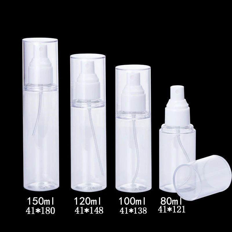 Eco friendly cosmetic lotion container 80ml 100ml 120ml 150ml spray packaging bottle PET plastic bottles
