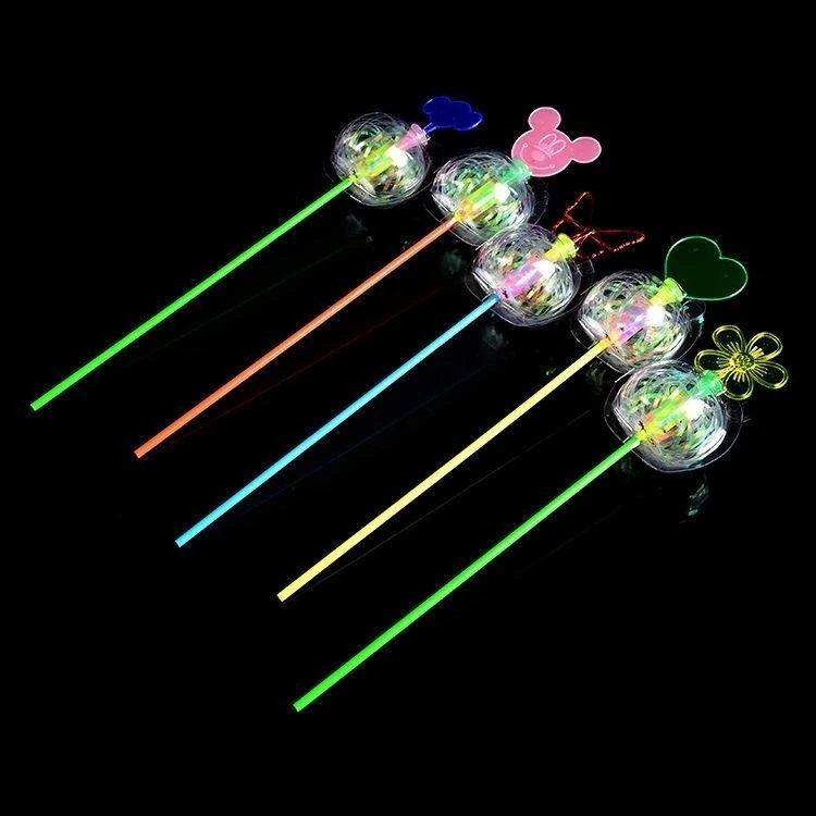 Kids gift Glow in the Dark Toys Neon Stick Creative Magic Flashing Twisted Bubble Wand Light-up Spin Rainbow Bubble Ball Toy